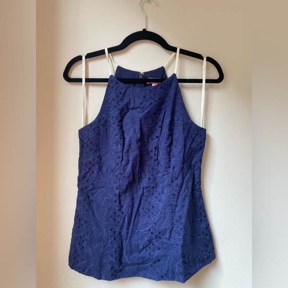 Jupe-short (skort) Lilly Pulitzer Colette Taille 8 - Coton Texturé Bleu Vif, Parfait état
